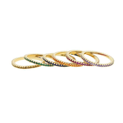 Gold Black Multi Color Rainbow Finger Ring Charm jewelry 