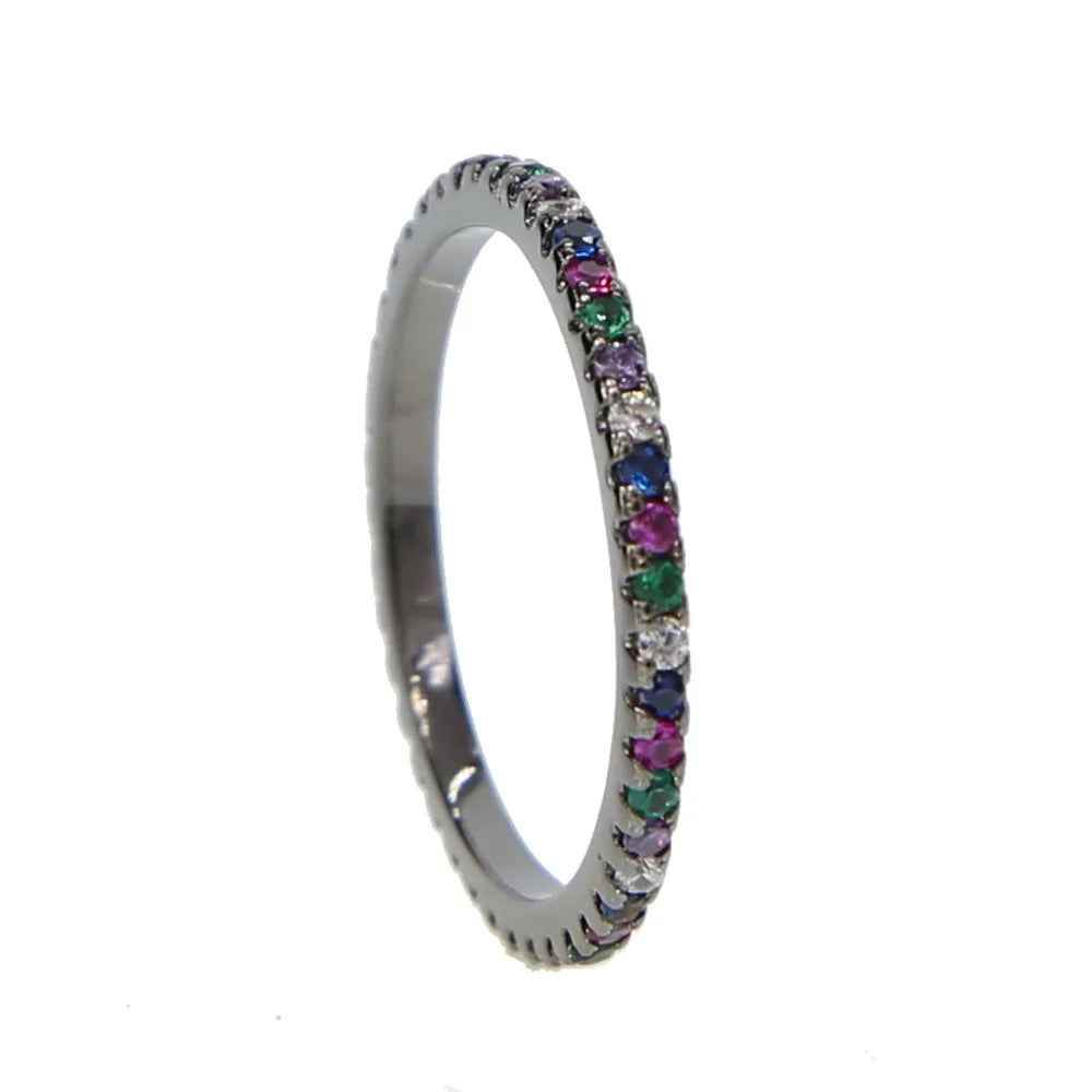 Gold Black Multi Color Rainbow Finger Ring Charm jewelry 