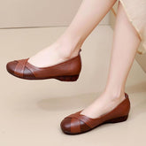 GQ241 Hollow Leather Loafers - Comfortable Flats Casual Shoes - Touchy Style .