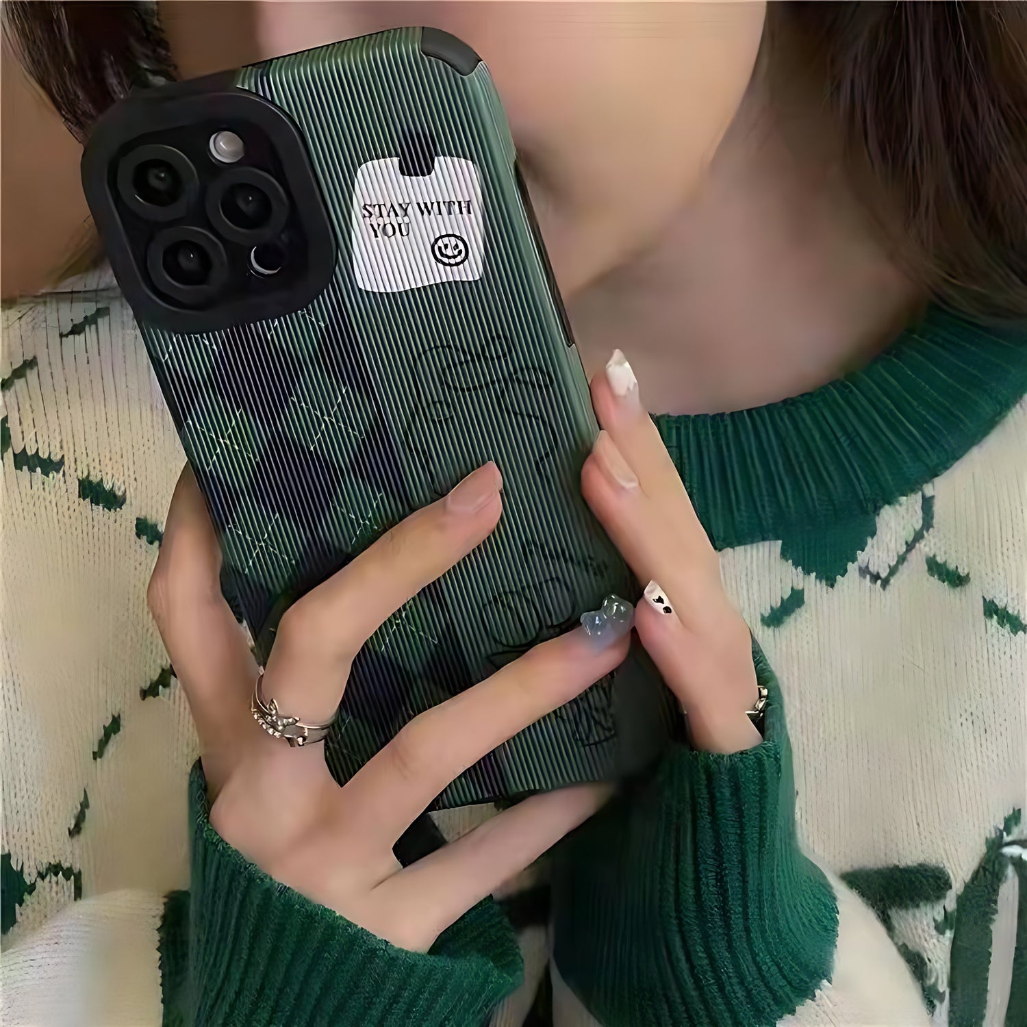 Green Diamond Grid Cute Phone Case for iPhone 6, 7, 8, SE 2022, 11, 12, 13, 14, Pro Max, Mini, XS Max, X, XR, and 8 Plus Cover - Touchy Style