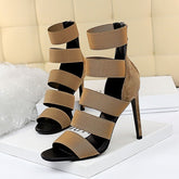 Fashion Stretch Sandals Thin Hollow High Heel Casual Shoes For women&