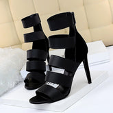 Fashion Stretch Sandals Thin Hollow High Heel Casual Shoes For women&