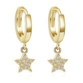 GZ243 - Solid 925 Sterling Silver Hearts Stars Dangle Earrings - Charm Jewelry - Touchy Style .