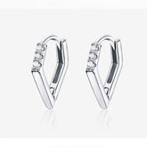 GZ249 - V Shape Hoop Earrings - 925 Sterling Silver Charm Jewelry - Touchy Style .