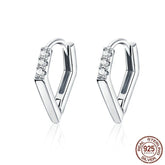 GZ249 - V Shape Hoop Earrings - 925 Sterling Silver Charm Jewelry - Touchy Style .