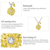 GZ308 - Sunflower Necklace - 925 Sterling Silver Charm Jewelry - Touchy Style .