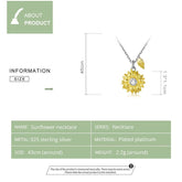 GZ308 - Sunflower Necklace - 925 Sterling Silver Charm Jewelry - Touchy Style .