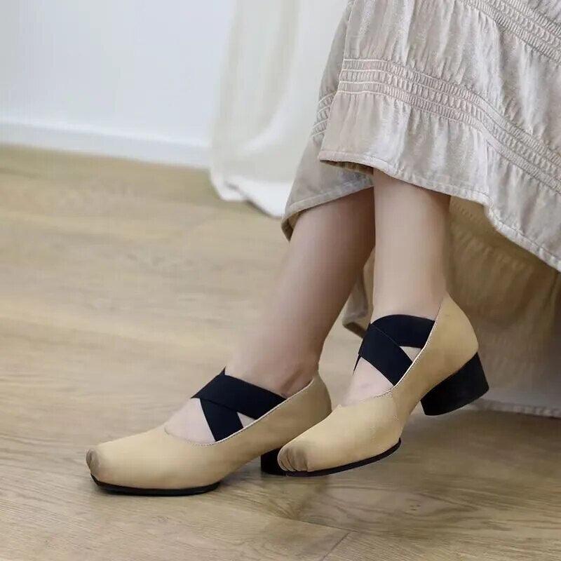 Handmade Leather High Heels Women's Casual Shoes - AZ325 Loafers