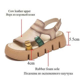 Handmade Leather Wedges Sandals - Women&