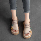 Handmade Leather Wedges Sandals - Women&