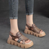 Handmade Leather Wedges Sandals - Women&