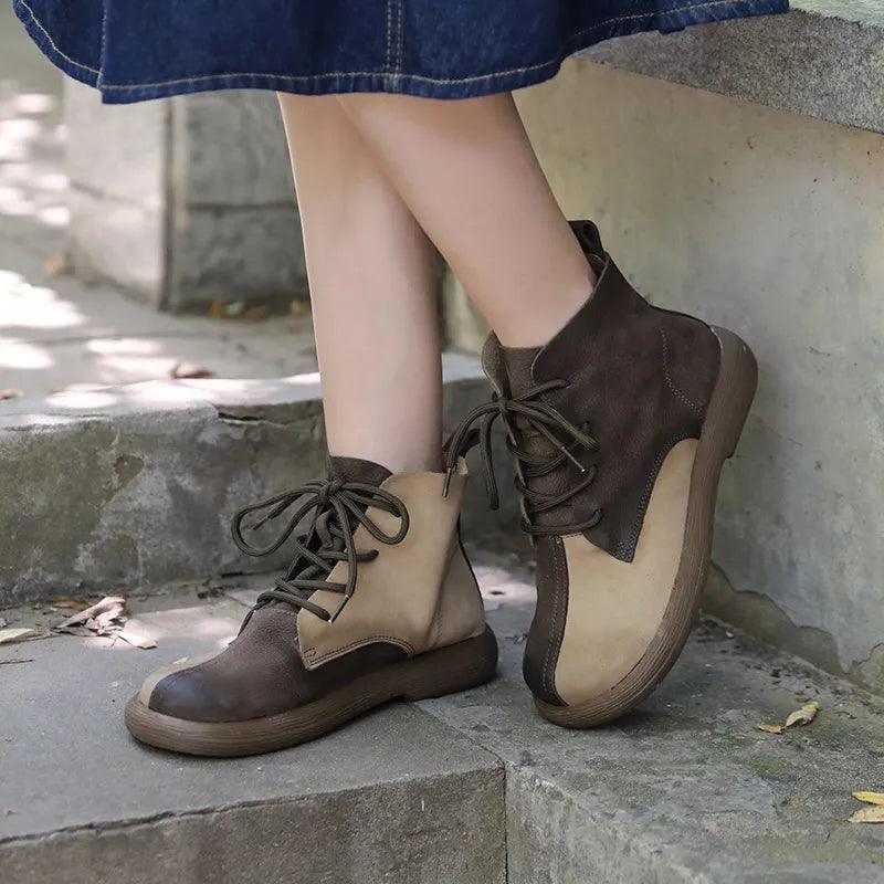 Handmade Soft Leather Ankle Boots Flats for Women - TF121 Casual Shoes - Touchy Style