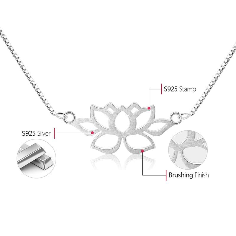 Hollow Out Lotus Necklace - 925 Sterling Silver Charm Jewelry (GX326) - Touchy Style