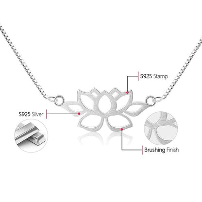 Hollow Out Lotus Necklace - 925 Sterling Silver Charm Jewelry (GX326) - Touchy Style