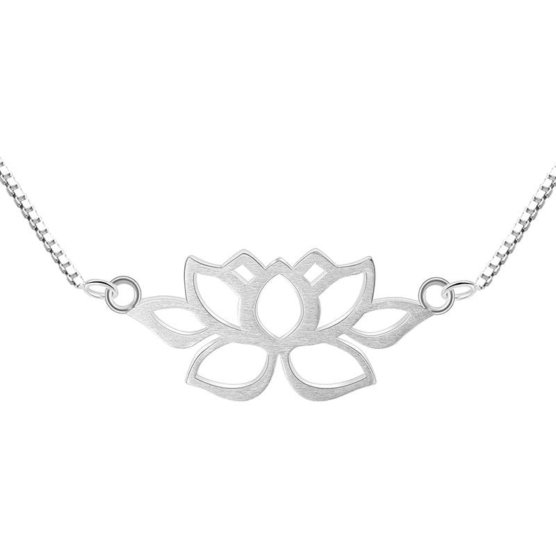 Hollow Out Lotus Necklace - 925 Sterling Silver Charm Jewelry (GX326) - Touchy Style