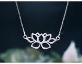 Hollow Out Lotus Necklace - 925 Sterling Silver Charm Jewelry (GX326) - Touchy Style