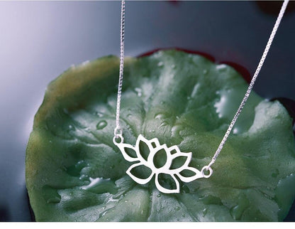 Hollow Out Lotus Necklace - 925 Sterling Silver Charm Jewelry (GX326) - Touchy Style