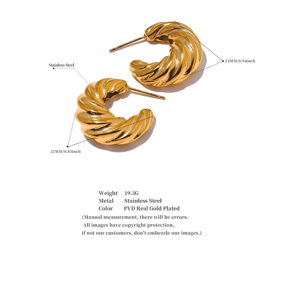 Hoop Earrings Charm Jewelry - C-Shape Twisted - YH2880A - Touchy Style