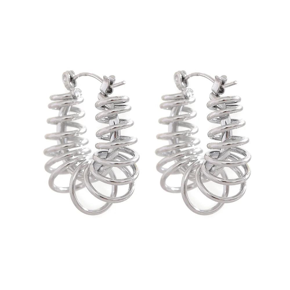 Hoop Earrings Charm Jewelry - Round Hollow Geometric - YH1591A - Touchy Style