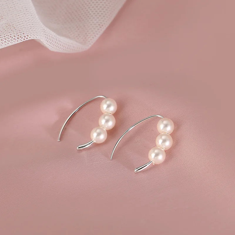 Hoop Earrings Charm Jewelry - Triple Pearls - TSJ98 - Touchy Style