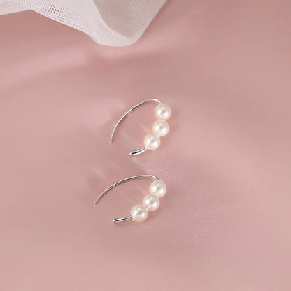 Hoop Earrings Charm Jewelry - Triple Pearls - TSJ98 - Touchy Style