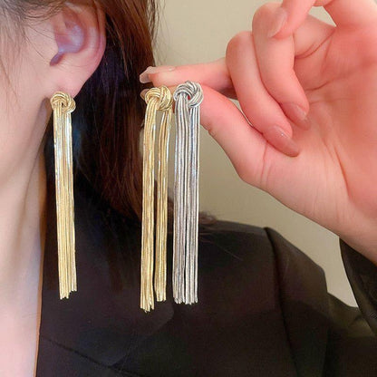 Hyperbole Long Metal Tassel Drop Earrings Charm Jewelry - FV205 - Touchy Style