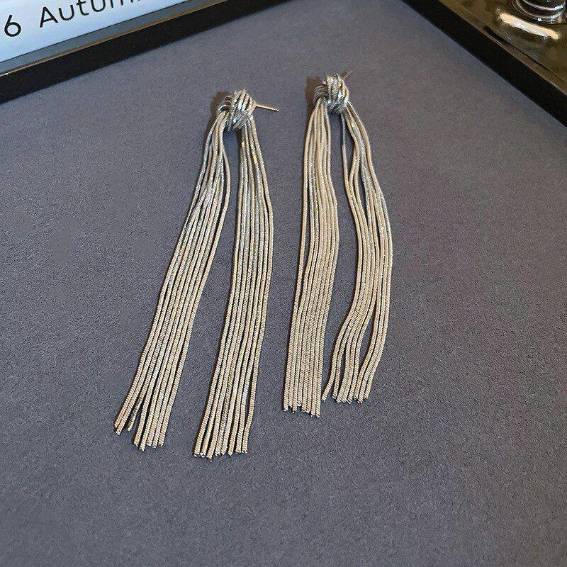 Hyperbole Long Metal Tassel Drop Earrings Charm Jewelry - FV205 - Touchy Style