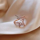 Incomplete Star Pearl Zircon Golden Opening Finger Rings Charm Jewelry RCJXYO18 - Touchy Style