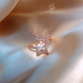 Incomplete Star Pearl Zircon Golden Opening Finger Rings Charm Jewelry RCJXYO18 - Touchy Style