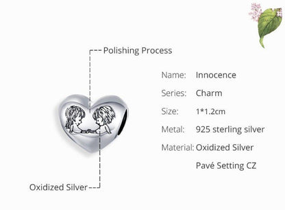 Innocence Childhood Heart 925 Sterling Silver Pendant Charm Jewelry BOS21 Without Chain - Touchy Style