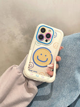 Invisible Bracket Cartoon Smile Leather Cute Phone Case for iPhone 11-15 Pro Max Plus - Touchy Style