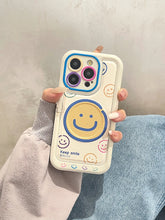 Invisible Bracket Cartoon Smile Leather Cute Phone Case for iPhone 11-15 Pro Max Plus - Touchy Style