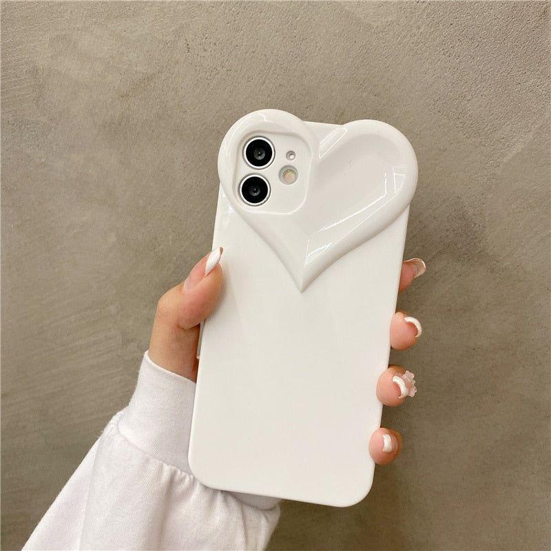 iPhone Cute Phone Cases Korean Heart Girly Clear Case For iPhone 12 11 13 Pro Max X XR XS Max 7 8 Plus SE 2020 Mini - Touchy Style