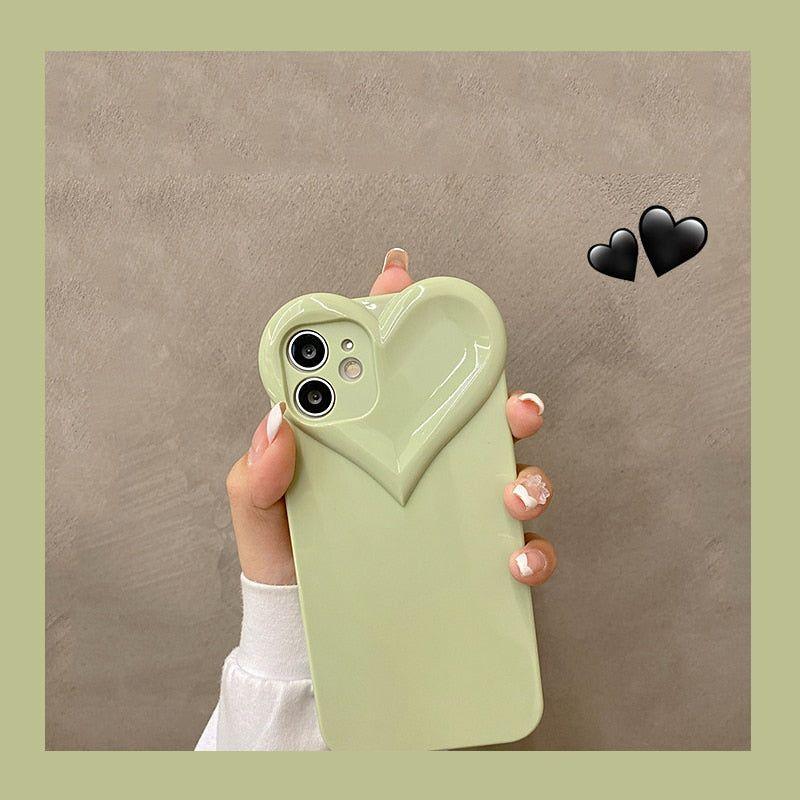 iPhone Cute Phone Cases Korean Heart Girly Clear Case For iPhone 12 11 13 Pro Max X XR XS Max 7 8 Plus SE 2020 Mini - Touchy Style