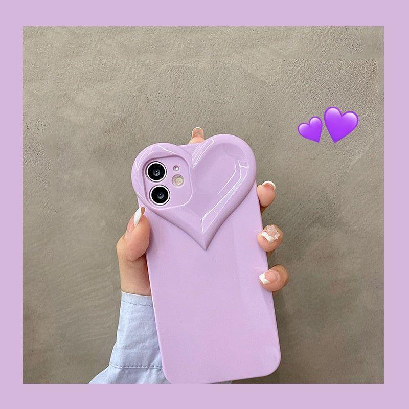 iPhone Cute Phone Cases Korean Heart Girly Clear Case For iPhone 12 11 13 Pro Max X XR XS Max 7 8 Plus SE 2020 Mini - Touchy Style