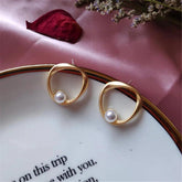 Irregular Circle Pearl Studs Earrings Charm Jewelry SCJI04 - Touchy Style