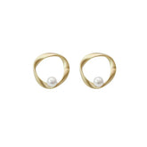 Irregular Circle Pearl Studs Earrings Charm Jewelry SCJI04 - Touchy Style