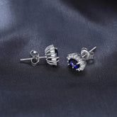 JPECJ258 Stud Earrings Charm Jewelry - Created Sapphire Ruby 925 Sterling Silver - Touchy Style