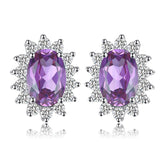 JPECJ258 Stud Earrings Charm Jewelry - Created Sapphire Ruby 925 Sterling Silver - Touchy Style