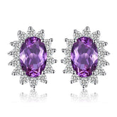 JPECJ258 Stud Earrings Charm Jewelry - Created Sapphire Ruby 925 Sterling Silver - Touchy Style