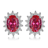 JPECJ258 Stud Earrings Charm Jewelry - Created Sapphire Ruby 925 Sterling Silver - Touchy Style