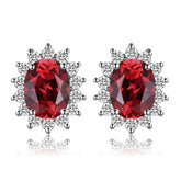 JPECJ258 Stud Earrings Charm Jewelry - Created Sapphire Ruby 925 Sterling Silver - Touchy Style