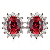 JPECJ258 Stud Earrings Charm Jewelry - Created Sapphire Ruby 925 Sterling Silver - Touchy Style