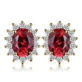 JPECJ258 Stud Earrings Charm Jewelry - Created Sapphire Ruby 925 Sterling Silver - Touchy Style