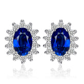 JPECJ258 Stud Earrings Charm Jewelry - Created Sapphire Ruby 925 Sterling Silver - Touchy Style