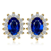 JPECJ258 Stud Earrings Charm Jewelry - Created Sapphire Ruby 925 Sterling Silver - Touchy Style