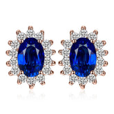 JPECJ258 Stud Earrings Charm Jewelry - Created Sapphire Ruby 925 Sterling Silver - Touchy Style