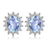 JPECJ258 Stud Earrings Charm Jewelry - Created Sapphire Ruby 925 Sterling Silver - Touchy Style