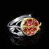 JPRCJ338 Finger Ring Charm Jewelry - Pomegranate Leaf Red Gemstone - 925 Sterling Silver - Touchy Style