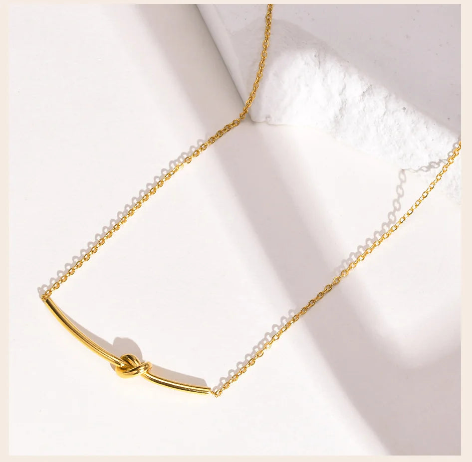 Knot Chain Simple Long Pendant Necklaces Charm Jewelry - NCJB11 - Touchy Style